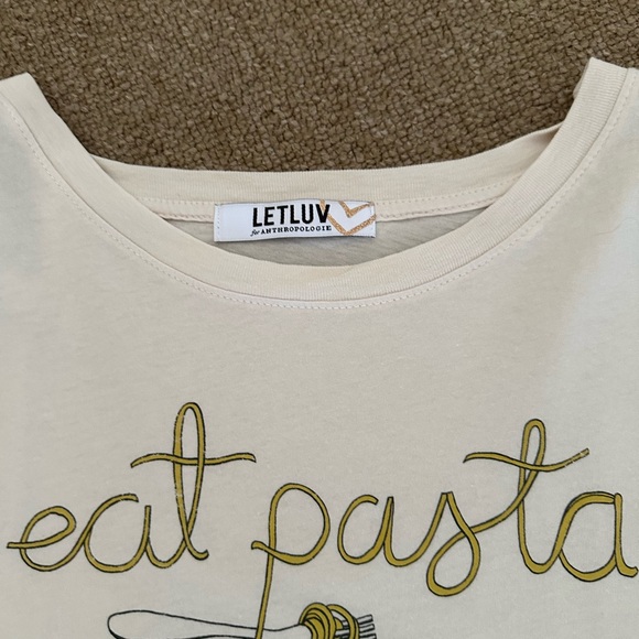 Anthropologie Cream Tee with Pasta Graphic - Picture 2 of 3